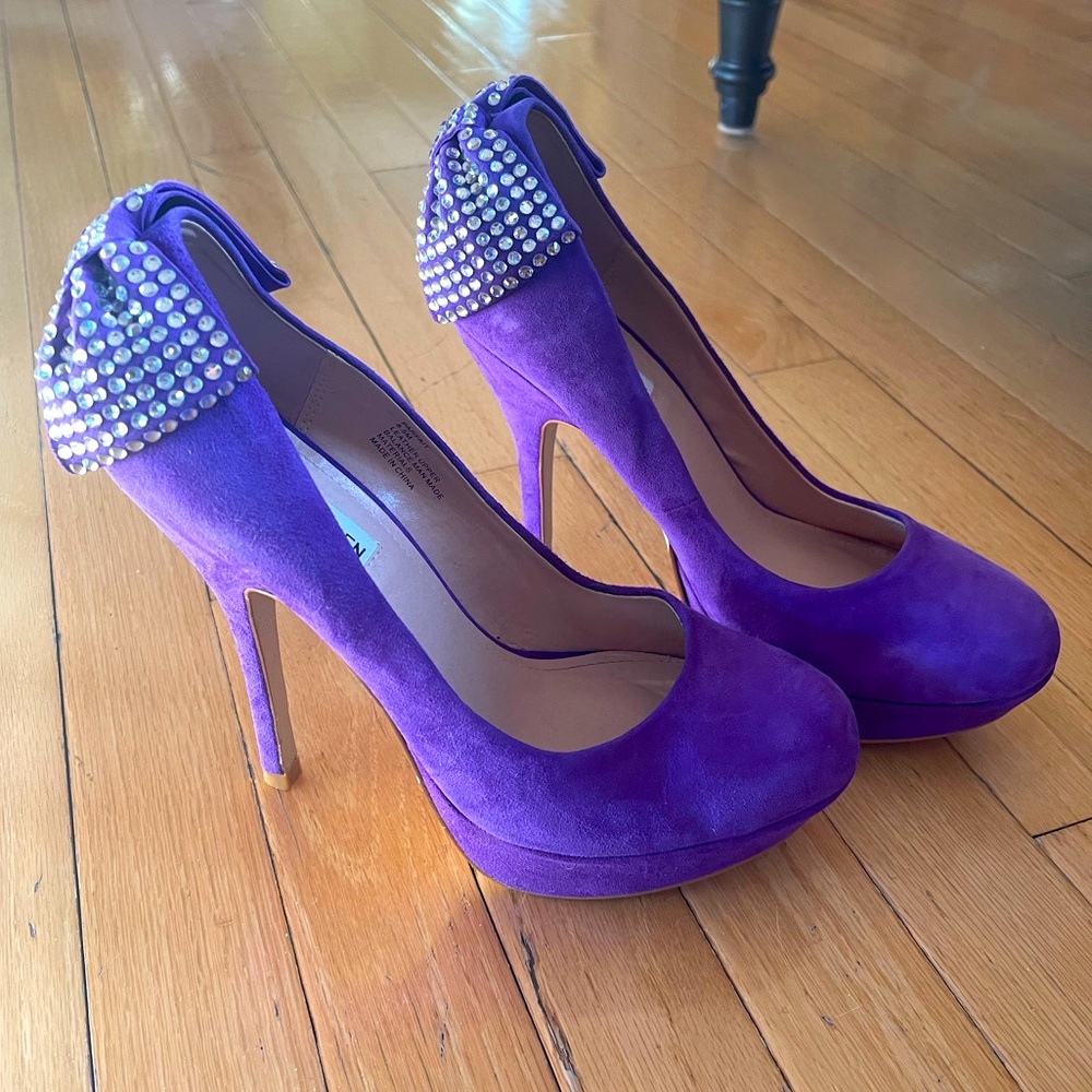 Steve Madden Purple Suede Crystal Accent High Heels